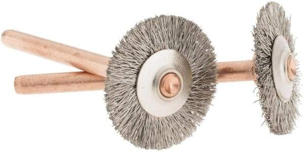 Dremel - 3/4" OD, 1/8" Shank Diam, Straight Filament Stainless Steel Wheel Brush - 0.0241" Face Width, 3/4" Trim Length, 15,000 RPM - Caliber Tooling