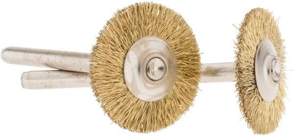 Dremel - 3/4" OD, 1/8" Shank Diam, Straight Filament Brass Wheel Brush - 1/16" Face Width, 3/4" Trim Length, 15,000 RPM - Caliber Tooling