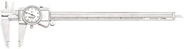 Starrett - 0" to 12" Range, 0.001" Graduation, 0.1" per Revolution, Dial Caliper - White Face, 2.5" Jaw Length, Accurate to 0.001" - Caliber Tooling