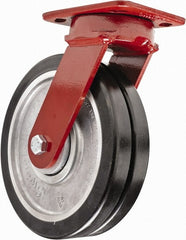 Swivel Top Plate Caster: Polyurethane, 8″ Wheel Dia, 2″ Wheel Width, 2,500 lb Capacity, 9-1/2″ OAH 4.5″ Plate Length, 4″ Plate Width, Non-Marking