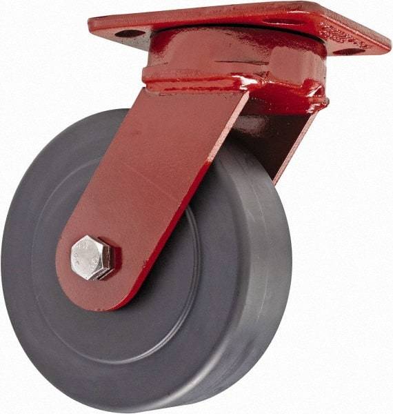 Hamilton - 6" Diam x 2" Wide x 7-1/2" OAH Top Plate Mount Swivel Caster - Plastic, 2,300 Lb Capacity, Sealed Precision Ball Bearing, 4 x 5" Plate - Caliber Tooling