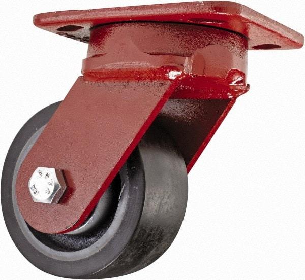 Hamilton - 4" Diam x 2" Wide x 5-5/8" OAH Top Plate Mount Swivel Caster - Steel, 1,400 Lb Capacity, Sealed Precision Ball Bearing, 4 x 5" Plate - Caliber Tooling