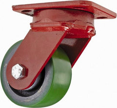 Hamilton - 4" Diam x 2" Wide x 5-5/8" OAH Top Plate Mount Swivel Caster - Polyurethane, 750 Lb Capacity, Sealed Precision Ball Bearing, 4 x 5" Plate - Caliber Tooling