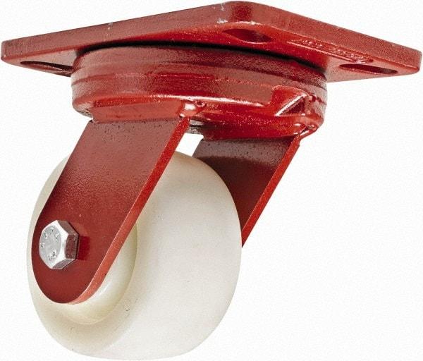 Hamilton - 4" Diam x 2" Wide x 5-5/8" OAH Top Plate Mount Swivel Caster - Plastic, 800 Lb Capacity, Sealed Precision Ball Bearing, 4-1/2 x 6-1/2" Plate - Caliber Tooling