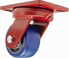 Hamilton - 4" Diam x 2" Wide x 5-5/8" OAH Top Plate Mount Swivel Caster - Polyurethane, 600 Lb Capacity, Sealed Precision Ball Bearing, 4-1/2 x 6-1/2" Plate - Caliber Tooling