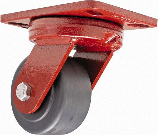 Hamilton - 4" Diam x 2" Wide x 5-5/8" OAH Top Plate Mount Swivel Caster - Plastic, 2,000 Lb Capacity, Sealed Precision Ball Bearing, 4-1/2 x 6-1/2" Plate - Caliber Tooling