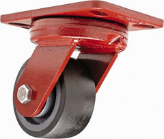 Hamilton - 4" Diam x 2" Wide x 5-5/8" OAH Top Plate Mount Swivel Caster - Polyurethane, 975 Lb Capacity, Sealed Precision Ball Bearing, 4-1/2 x 6-1/2" Plate - Caliber Tooling