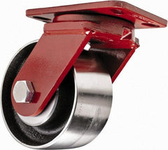 Hamilton - 6" Diam x 3" Wide x 7-1/2" OAH Top Plate Mount Swivel Caster - Steel, 3,200 Lb Capacity, Sealed Precision Ball Bearing, 4-1/2 x 6-1/2" Plate - Caliber Tooling