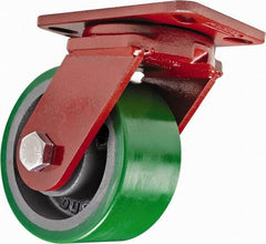 Hamilton - 6" Diam x 3" Wide x 7-1/2" OAH Top Plate Mount Swivel Caster - Polyurethane, 2,200 Lb Capacity, Sealed Precision Ball Bearing, 4-1/2 x 6-1/2" Plate - Caliber Tooling