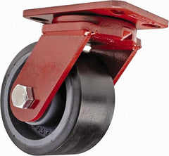 Hamilton - 6" Diam x 3" Wide x 7-1/2" OAH Top Plate Mount Swivel Caster - Polyurethane, 2,860 Lb Capacity, Sealed Precision Ball Bearing, 4-1/2 x 6-1/2" Plate - Caliber Tooling