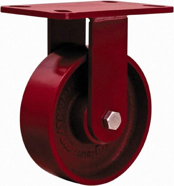 Hamilton - 6" Diam x 2" Wide x 7-1/2" OAH Top Plate Mount Rigid Caster - Steel, 1,400 Lb Capacity, Sealed Precision Ball Bearing, 4 x 4-1/2" Plate - Caliber Tooling