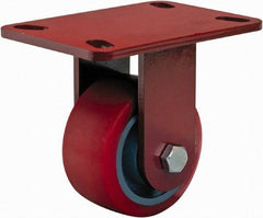 Hamilton - 4" Diam x 2" Wide x 5-5/8" OAH Top Plate Mount Rigid Caster - Polyurethane, 900 Lb Capacity, Sealed Precision Ball Bearing, 4 x 4-1/2" Plate - Caliber Tooling