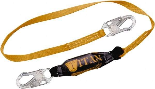 Miller - 6' Long, 310 Lb Capacity, 1 Leg Locking Snap Hook Harness Lanyard - 1-1/2" Diam, Polyester, Locking Snap Hook Anchorage Connection - Caliber Tooling