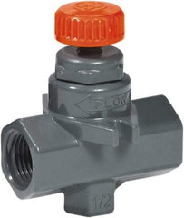 Hayward - 3/8" Pipe, Inline Needle Valve - FPM Seal, Threaded Ends, Grade PVC Cell Class 12454 per ASTM D1784 PVC Valve, 150 Max psi - Caliber Tooling