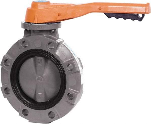 Hayward - 4" Pipe, Wafer Butterfly Valve - Lever Handle, ASTM D1784 Cell Class 12454 PVC Body, FPM Seat, 150 WOG, PVC Disc, Stainless Steel Stem - Caliber Tooling