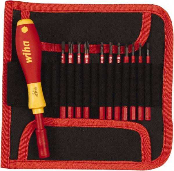 Wiha - 12 Piece, 1/4" Drive Screwdriver Insulated Bit Set - #2 Phillips, T8 to T20 Torx - Caliber Tooling