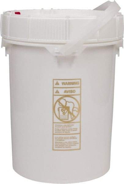 Made in USA - 5 Gal, High-Density Polyethylene Round White Single Pail - Handle & Lid Included - Caliber Tooling