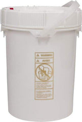 Made in USA - 5 Gal, High-Density Polyethylene Round White Single Pail - Handle & Lid Included - Caliber Tooling