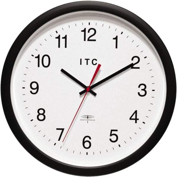 Infinity Insttruments - 13-3/4 Inch Diameter, White Face, Dial Wall Clock - Analog Display, Black Case, Runs on AA Battery - Caliber Tooling