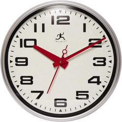 Infinity Insttruments - 13-1/2 Inch Diameter, Off White Face, Dial Wall Clock - Analog Display, Silver Case, Runs on AA Battery - Caliber Tooling