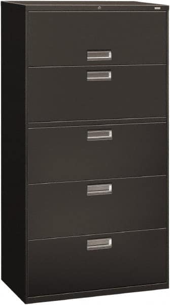 Hon - 36" Wide x 67" High x 19-1/4" Deep, 5 Drawer Roll-Out, Roll-Out Posting - Steel, Charcoal - Caliber Tooling