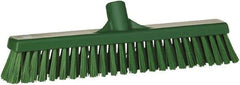 Vikan - 16" Combo Duty Polyester Push Broom - 2" Bristle Length, Plastic Block, European Threaded Handle Connection - Caliber Tooling