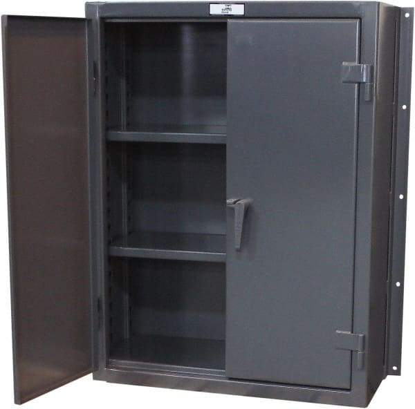 Strong Hold - 2 Shelf Wall Storage Cabinet - Steel, 36" Wide x 14" Deep x 48" High, Dark Gray - Caliber Tooling