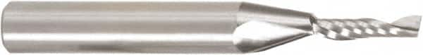 Amana Tool - 1/8" Cutting Diam x 1/2" Length of Cut, 1 Flute, Upcut Spiral Router Bit - Uncoated, Right Hand Cut, Solid Carbide, 2" OAL x 1/8" Shank Diam, 30° Helix Angle - Caliber Tooling