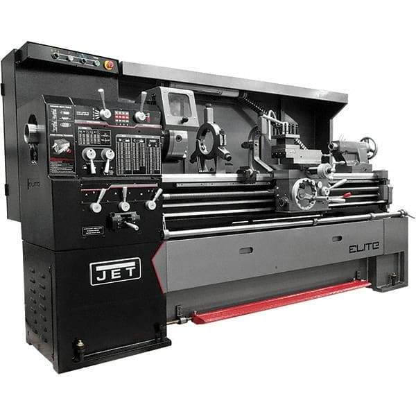 Jet - 17" Swing, 40" Between Centers, 230/460 Volt, Triple Phase Engine Lathe - 7-1/2 hp, 3-1/8" Bore Diam, 44" Deep x 68" High x 94" Long - Caliber Tooling