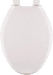 CENTOCO - 18.6 Inch Long, 1-3/4 Inch Inside Width, Polypropylene, Elongated, Closed Front with Cover, Toilet Seat - 14 Inch Outside Width, Residential Installation, White - Caliber Tooling