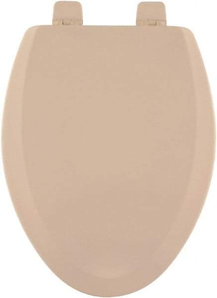 CENTOCO - 18.9 Inch Long, 2 Inch Inside Width, Polypropylene and Wood Plastic Composite, Elongated, Closed Front with Cover, Toilet Seat - 14 Inch Outside Width, Residential Installation, Bone and Almond - Caliber Tooling