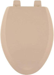 CENTOCO - 18.9 Inch Long, 2 Inch Inside Width, Polypropylene and Wood Plastic Composite, Elongated, Closed Front with Cover, Toilet Seat - 14 Inch Outside Width, Residential Installation, Bone and Almond - Caliber Tooling