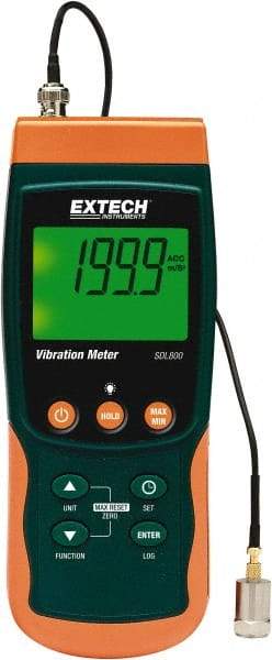 Extech - 10Hz to 1kHz (mm), LCD Vibration Meter Datalogger - 6 AA Batteries - Caliber Tooling