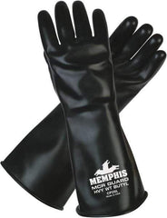 MCR Safety - Size L (9), 14" Long, 25 mil Thick, Butyl Chemical Resistant Gloves - Smooth Finish, Black - Caliber Tooling