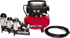 Porter-Cable - 0.80 HP, 2.6 SCFM at 90 psi CFM Pancake Finish/Brad Nailer, Stapler - 6 Gallon Tank, 10 Amp, 150 Max psi, 120V - Caliber Tooling