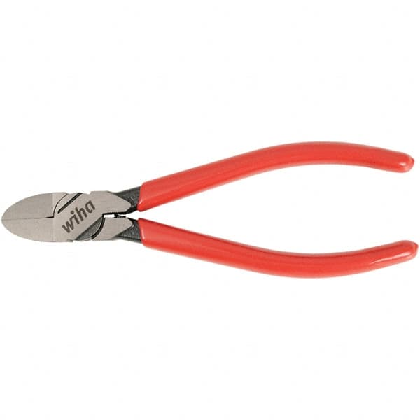 Wiha - 6-3/10" OAL, 18 AWG Capacity, Flush Flush Cutter - Vinyl Handle - Caliber Tooling