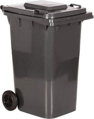 Vestil - 64 Gal Gray Rectangle Trash Can - Polyethylene, None Graphic, 39-15/16" High x 28-1/2" Long x 23-1/2" Wide, Lid Included - Caliber Tooling