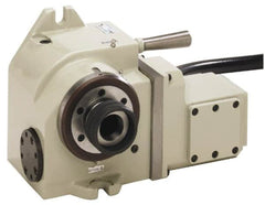 Yuasa - 1 Spindle, 100 Max RPM, 0.4 hp, Horizontal & Vertical CNC Collet Rotary Indexer - 20 kg (44 Lb) Max Horiz Load, 109.98mm Centerline Height - Caliber Tooling