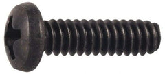 Made in USA - #10-32 UNF, 1/2" Length Under Head Phillips Drive Machine Screw - Pan Head, Grade 300 Stainless Steel, Black Oxide Finish, Without Washer - Caliber Tooling