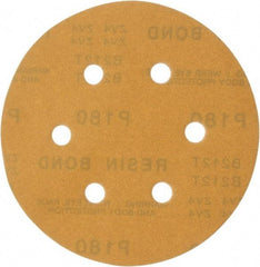 Made in USA - 6" Diam, 180 Grit, Aluminum Oxide Hook & Loop Disc - Very Fine Grade, Coated, C Weight Paper Backing, - Caliber Tooling