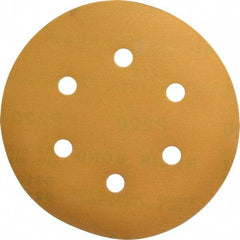 Made in USA - 6" Diam, 220 Grit, Aluminum Oxide Hook & Loop Disc - Very Fine Grade, Coated, C Weight Paper Backing, - Caliber Tooling