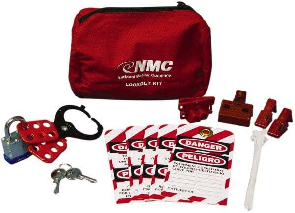 NMC - 12 Piece Electrical Lockout Kit - 3/4 Inch Vertical Shackle Clearance, Comes in Pouch - Caliber Tooling