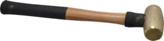 American Hammer - 3 Lb Head 1-1/2" Face Brass Head Hammer - 15" OAL, Wood Handle - Caliber Tooling