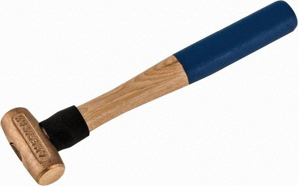 American Hammer - 1 Lb Head 1-1/8" Face Bronze Nonmarring Hammer - 12" OAL, Wood Handle - Caliber Tooling