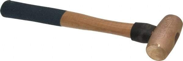 American Hammer - 2 Lb Head 1-3/8" Face Bronze Nonmarring Hammer - 13" OAL, Wood Handle - Caliber Tooling