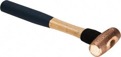 American Hammer - 1-1/2 Lb Nonsparking Copper Head Hammer - 12" OAL, 2-3/4" Head Length, 1-3/8" Face Diam, 12" Hickory Handle - Caliber Tooling