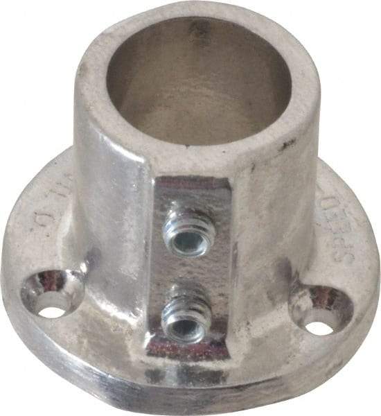 Hollaender - 1" Pipe, Base Flange, Aluminum Alloy Flange Pipe Rail Fitting - Bright Finish - Caliber Tooling