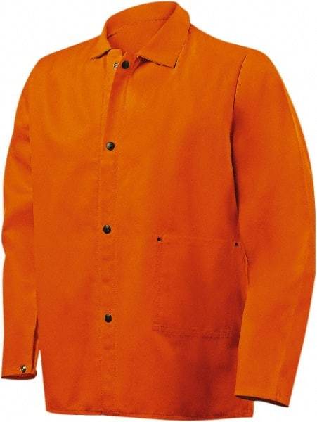 Steiner - Size M Welding & Flame Resistant/Retardant Jacket - Orange, Cotton, Snaps Closure, 40 to 42" Chest - Caliber Tooling