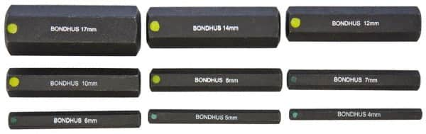 Bondhus - 9 Piece Hex Drive Bit Set - Hex Point - Caliber Tooling