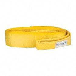 Value Collection - 30' Long x 4" Wide, 35,000 Lb Basket Capacity, 1 Ply, Polyester Web Sling - Yellow - Caliber Tooling